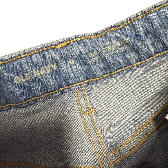 Old Navy O.G. Straight Distressed Jeans Size 0 Light Blue Denim Casual Pants - Picture 2 of 7